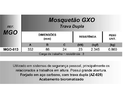 Mosquetão GXO (Trava Dupla)