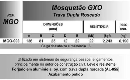 Mosquetão GXO (Trava Dupla Roscada)